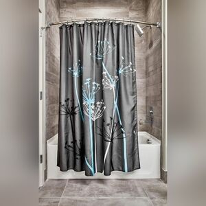 iDesign Thistle Floral Fabric Bathroom Shower Curtain - 72" x 72", Gray/Blue